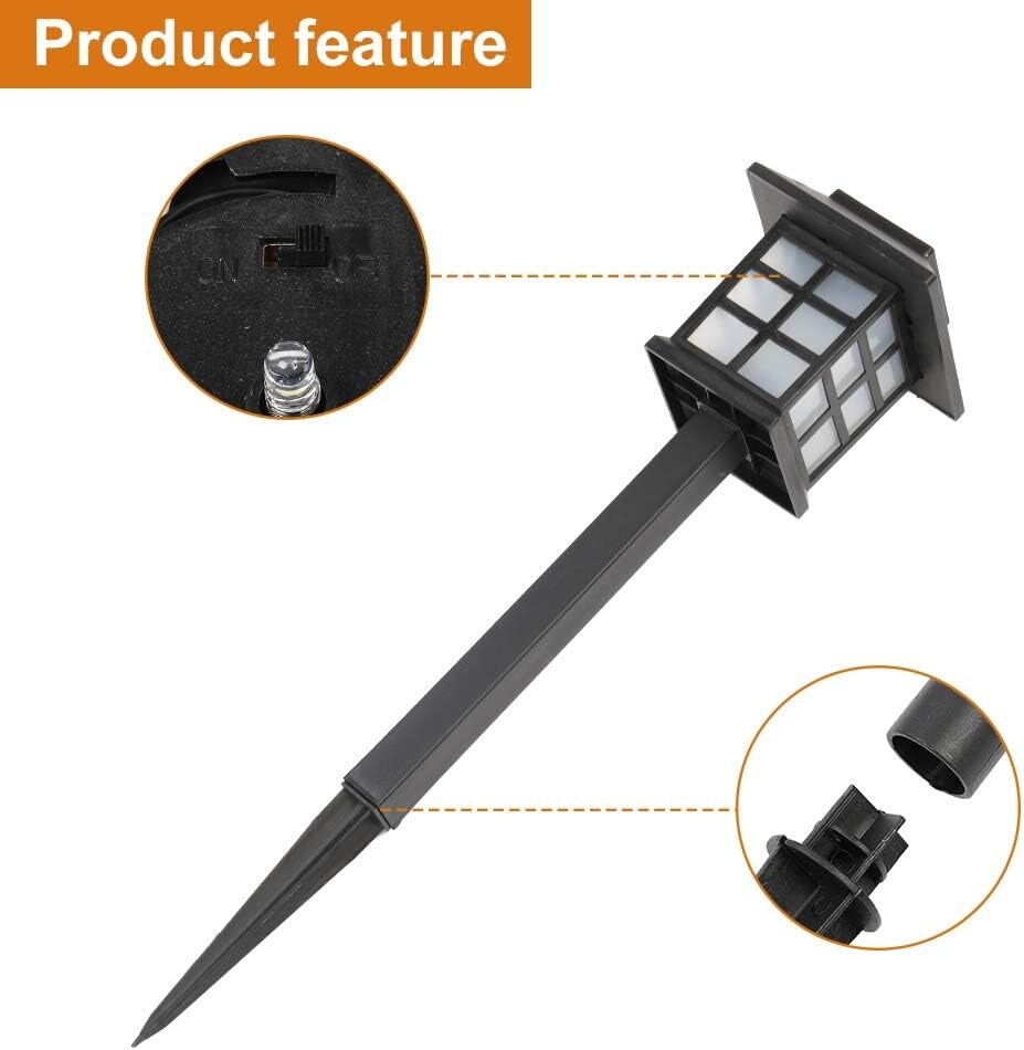 6pcs White LED Solar Lantern Torch Lights Garden Landscaping