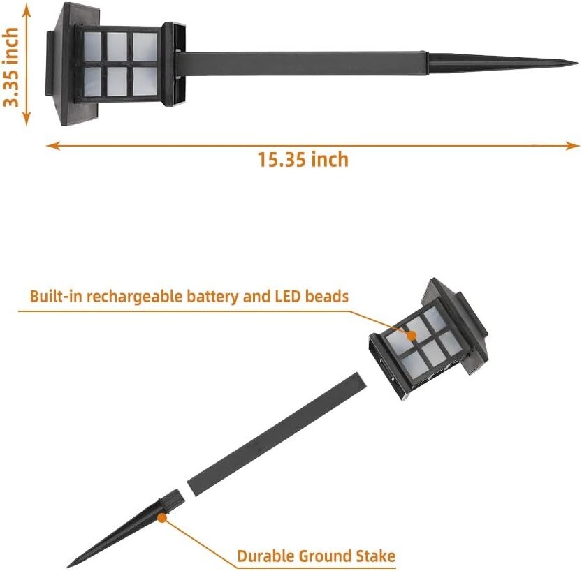 6pcs White LED Solar Lantern Torch Lights Garden Landscaping