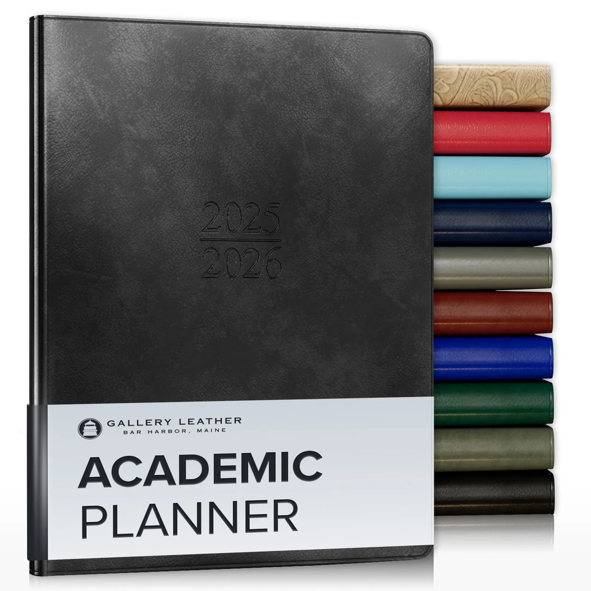 Gallery Leather Academic Planner 2026, Teacher and Student Weekly Monthly Planner, Elegantly Bound Calendar with Gold-Gilded Page Edges, 18 Months - 9 x 7 &#x22;