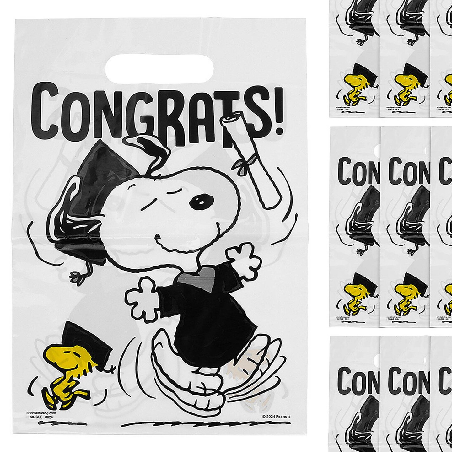 Peanuts&#xAE; Snoopy Graduate Plastic Goody Bags Set of 12 9 1/4&#x22;