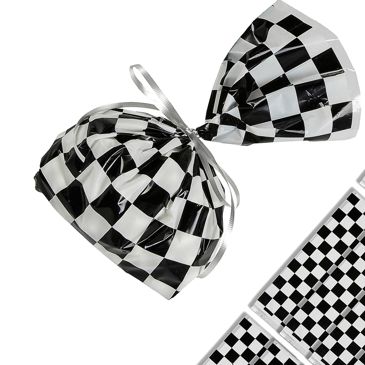 5" x 11 1/2" Black and White Checkered Cellophane Bags 12 Pieces