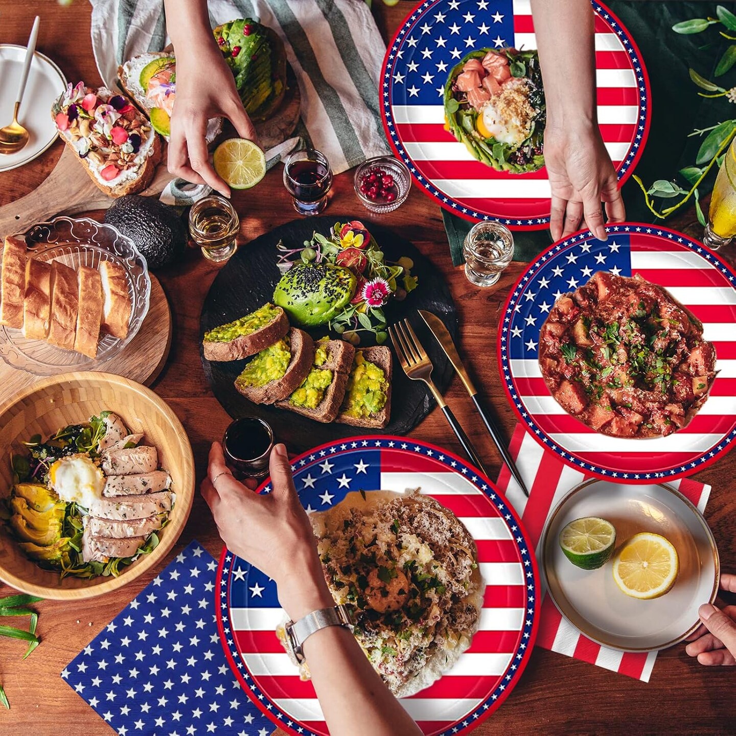 American Flag Patriotic Party Supplies Disposable Napkins and Paper Plates for Veterans Day Election Day 4th of July Independence Day Decorations