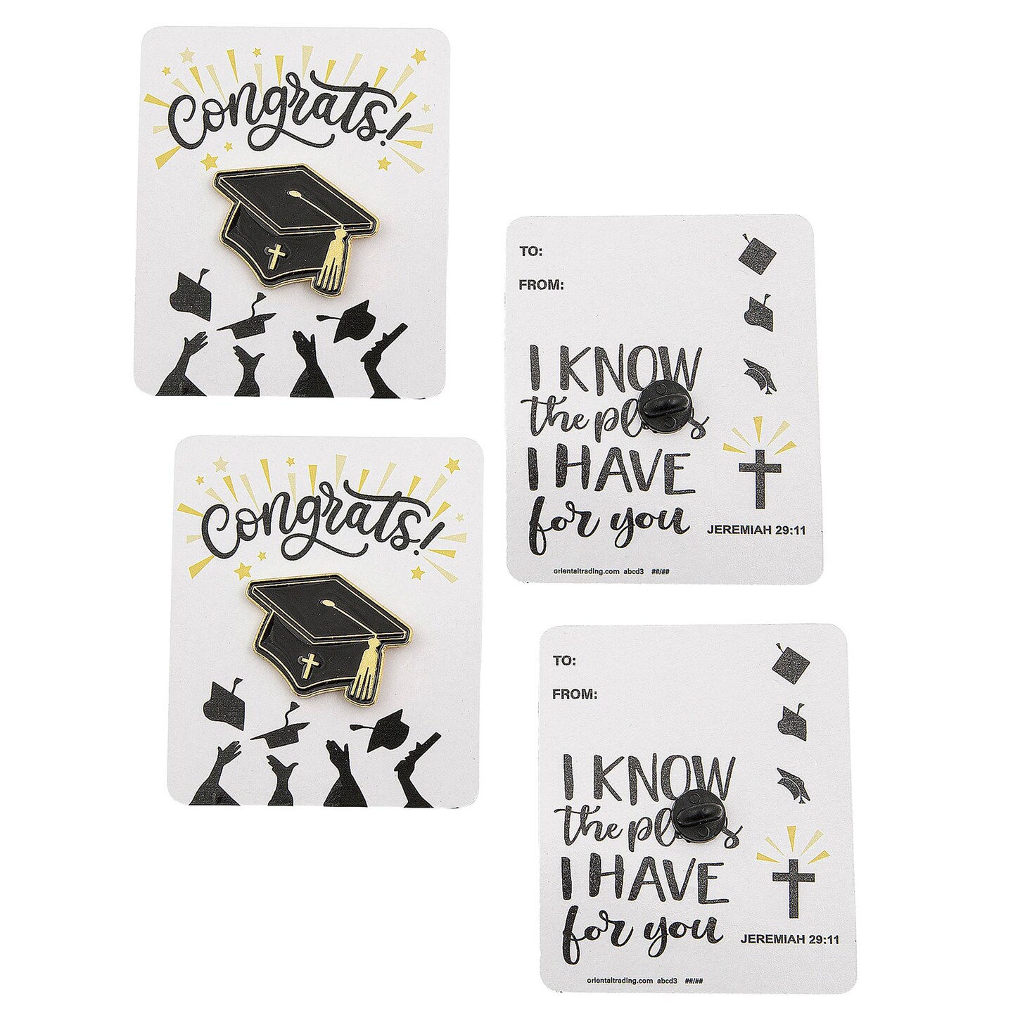 Religious Graduate Mortarboard Enamel Pins 12 Pack