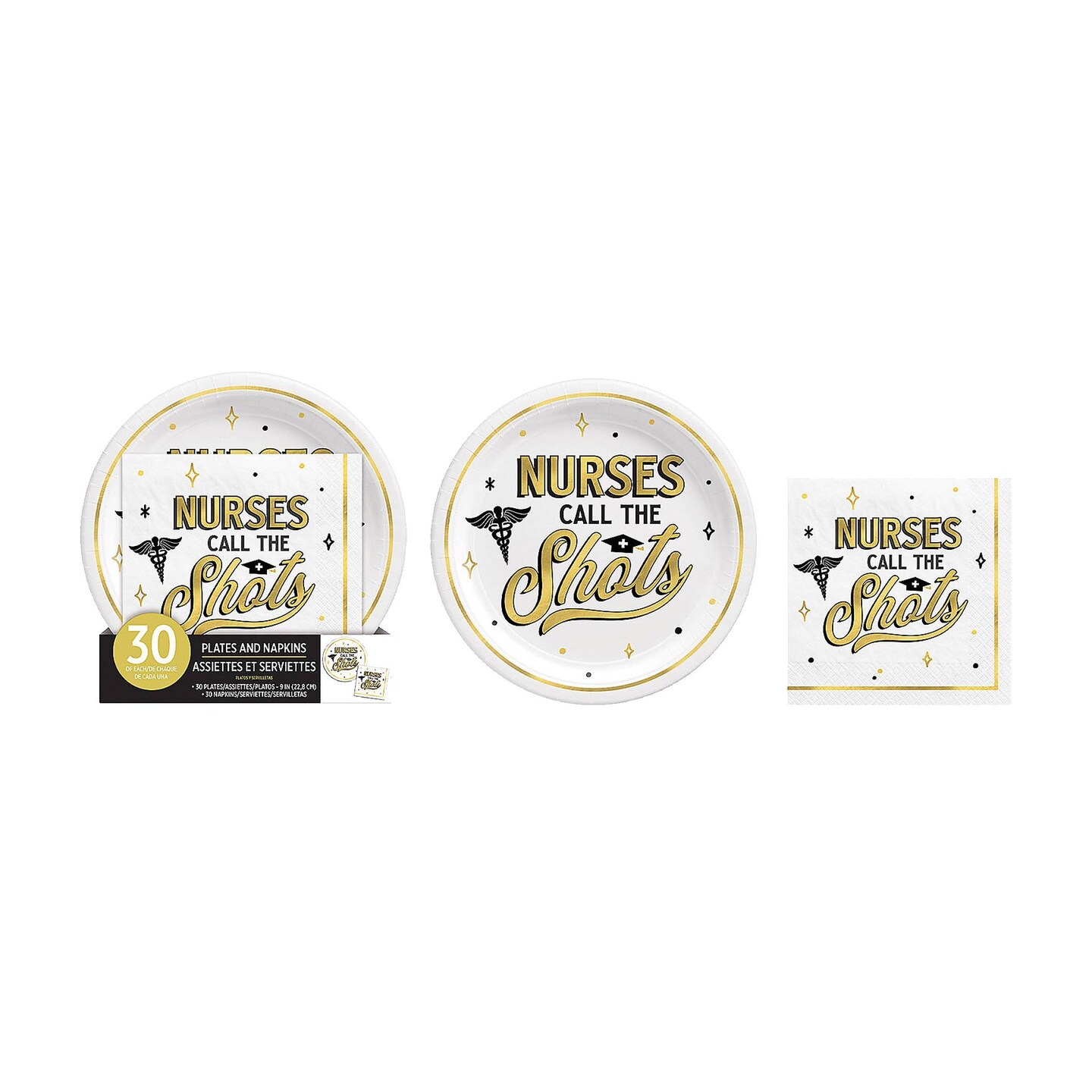 Graduation Party Nurses Call the Shots Plates & Napkins Set 60 Pieces