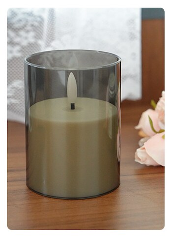 Designer&#x2019;s Shop CS-7203 Flameless LED candle Acrylic shell with Remote Control Timer. 5 pc packed, color : Grey