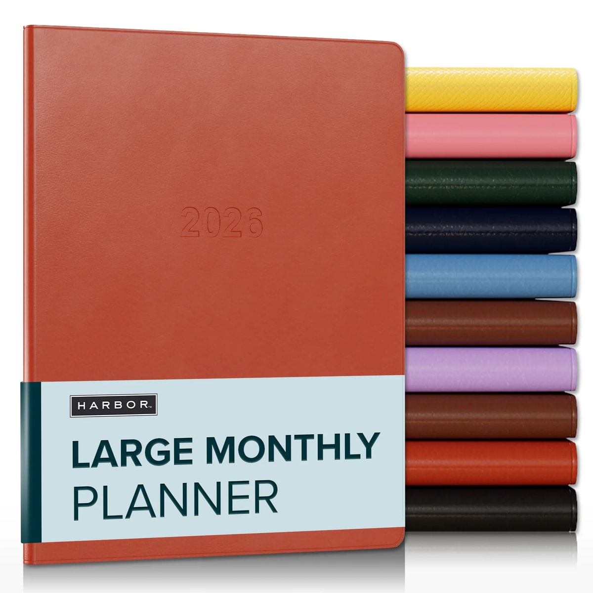 Harbor Large Monthly Planner 2026 - Calendar Planner and Notebook, Durable Faux Leather, 192 Pages, Softcover &#x26; Book Bound - 9.75 x 7.5 &#x22;