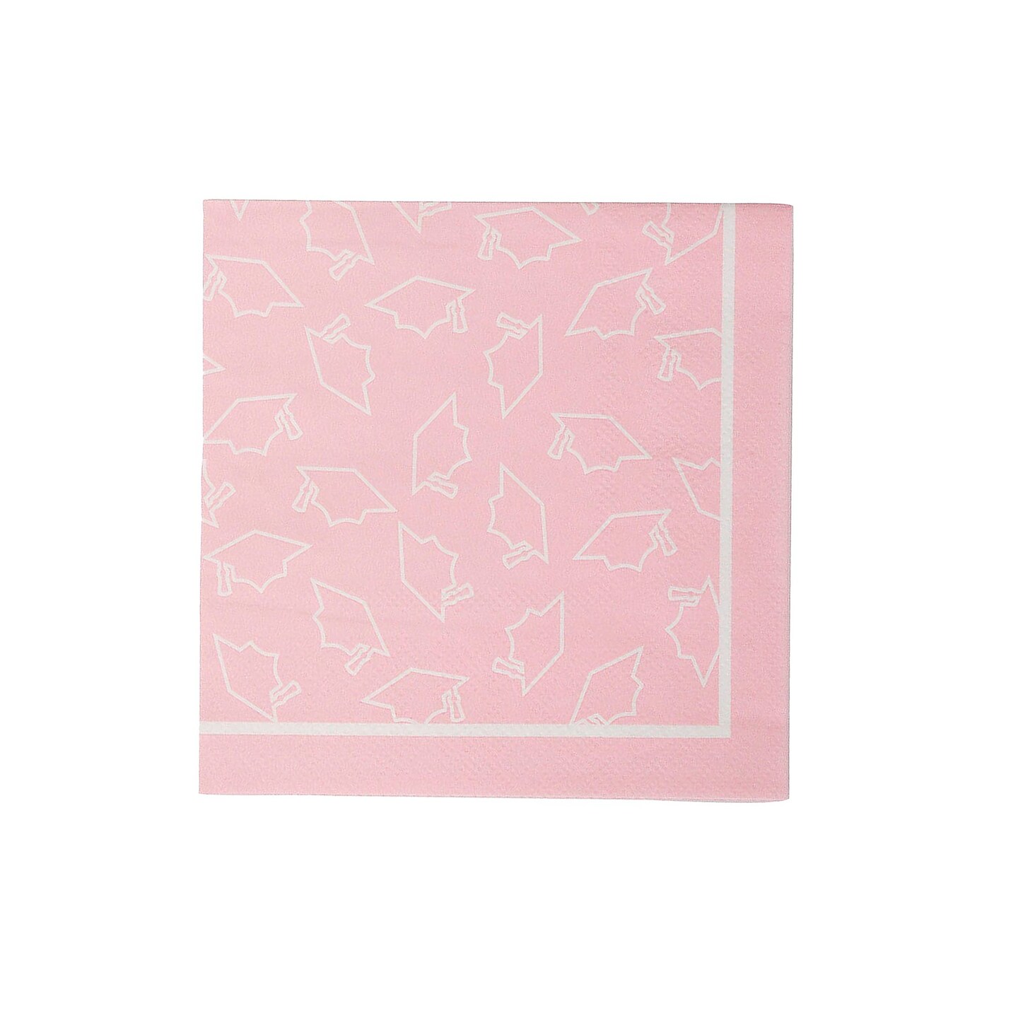 5" Bulk 50 Ct Pink Graduation Disposable Paper Beverage Napkins