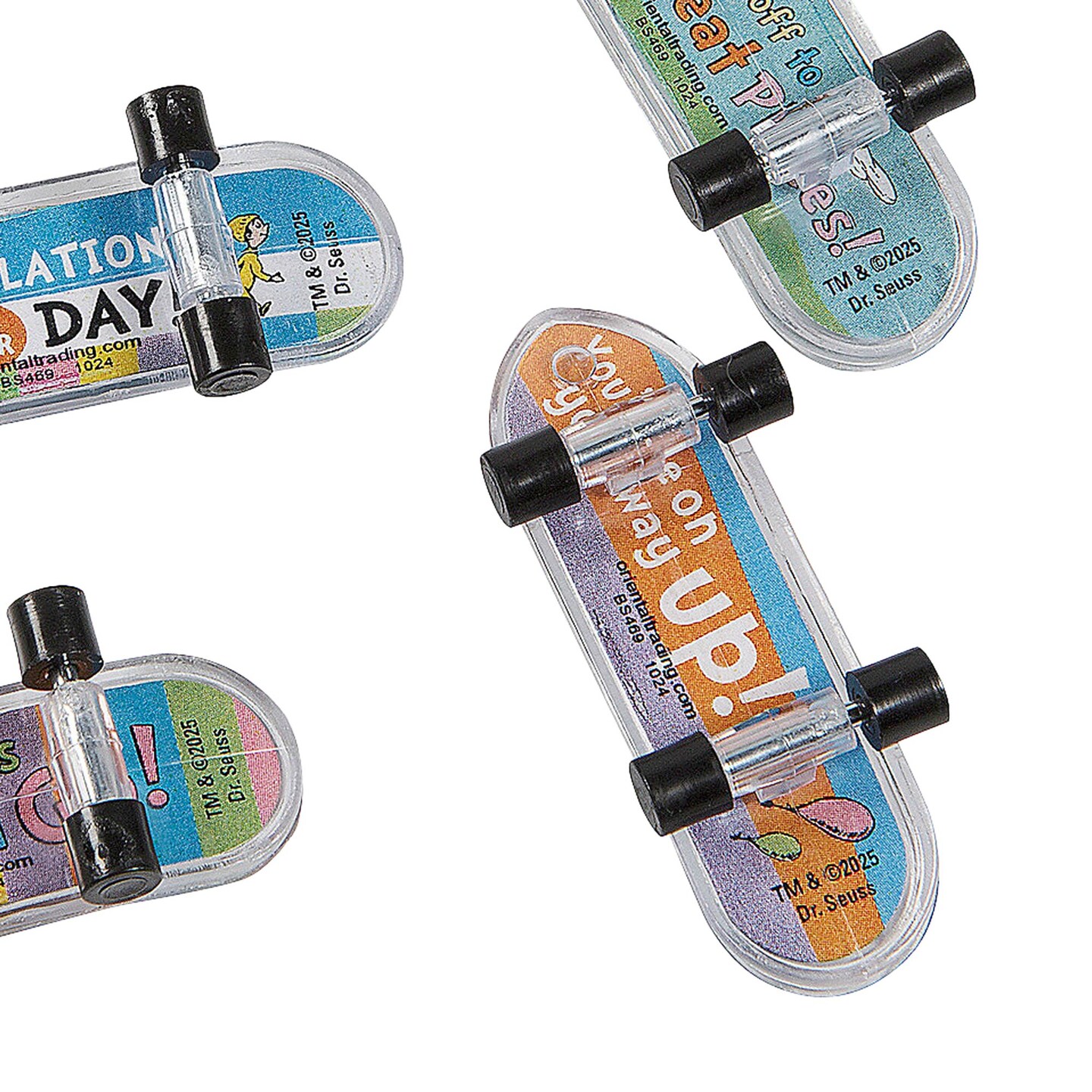 2" x 1/2" Mini Dr. Seuss Oh the Places You’ll Go Skateboards 36ct