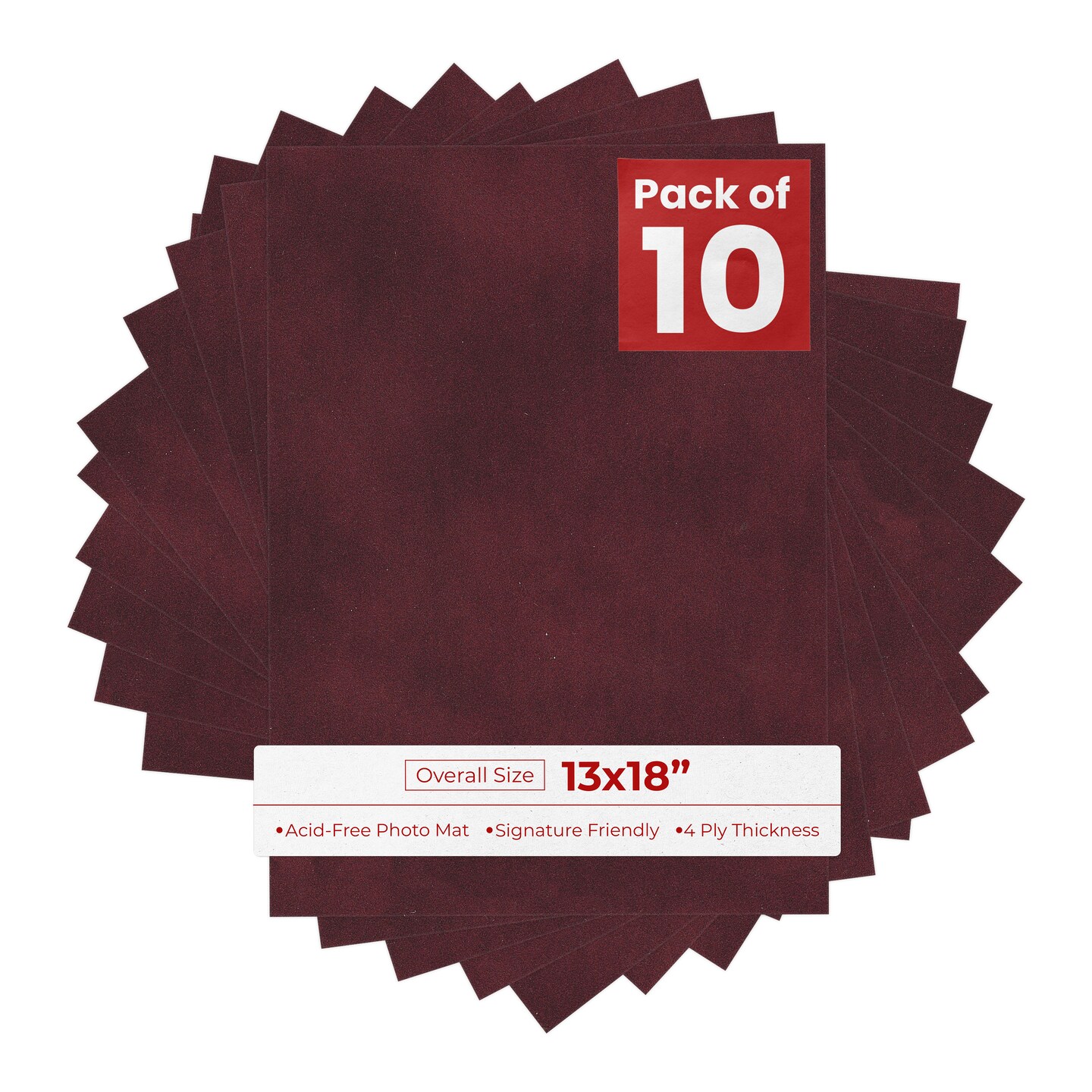 Dark Red Suede 13x18 Uncut Mat Board - Blank Sheets, No Opening
