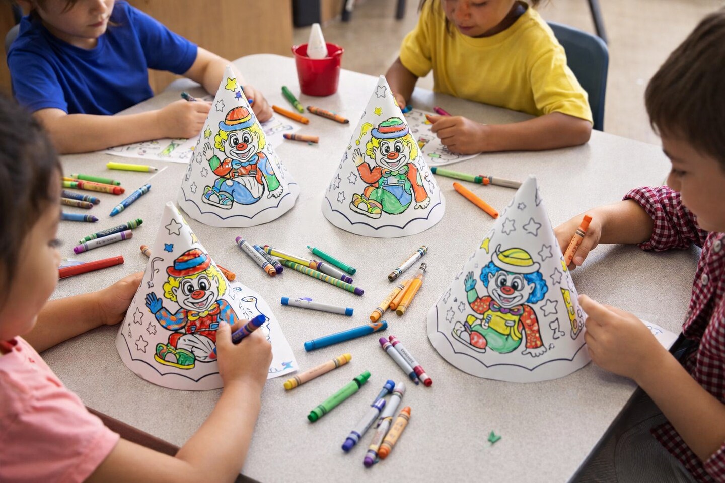 Make-Your-Own Purim Clown Hat Craft Kit, Color-Your-Own Party Hats, 36 Count