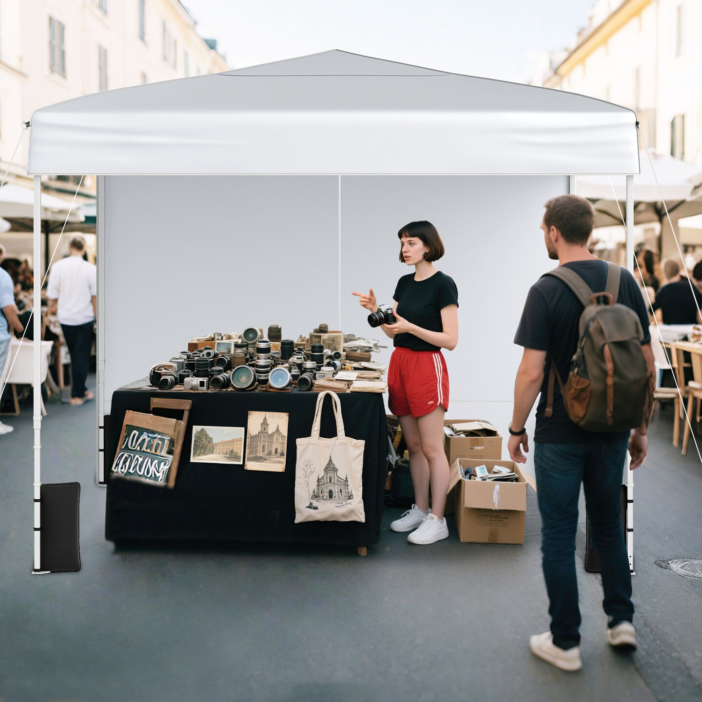 10 x 10 FT Outdoor Pop Up Canopy Tent with 4 Sidewalls for Patio and Events