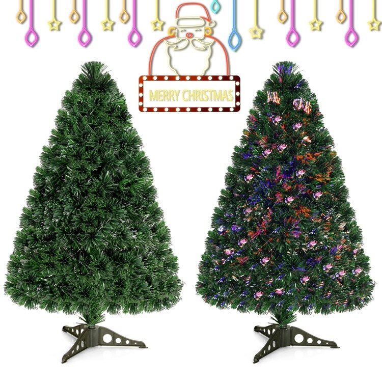 Green Pre-Lit Fiber Optic Christmas Tree LED Lights Indoor Holiday Decor