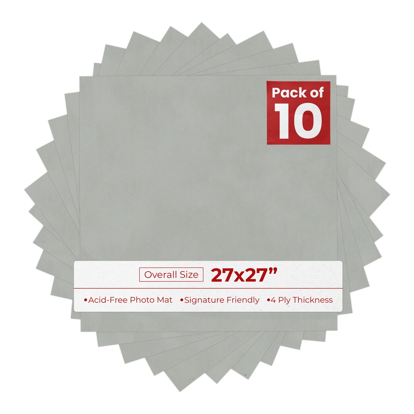 Light Grey Suede 27x27 Uncut Mat Board - Blank Sheet, No Opening