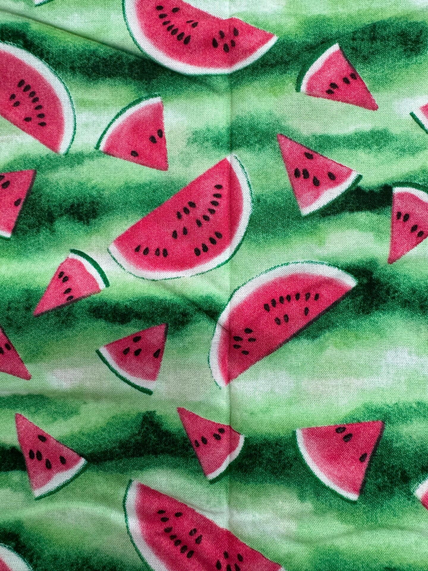3 Wishes 1 Yard Precut Watermelon on Green 100% Cotton Novelty