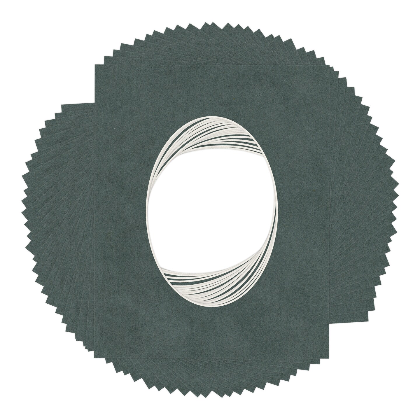 Dark Grey Suede Mat Board for 8x10 Frames - Oval Opening for 5x7 Photos