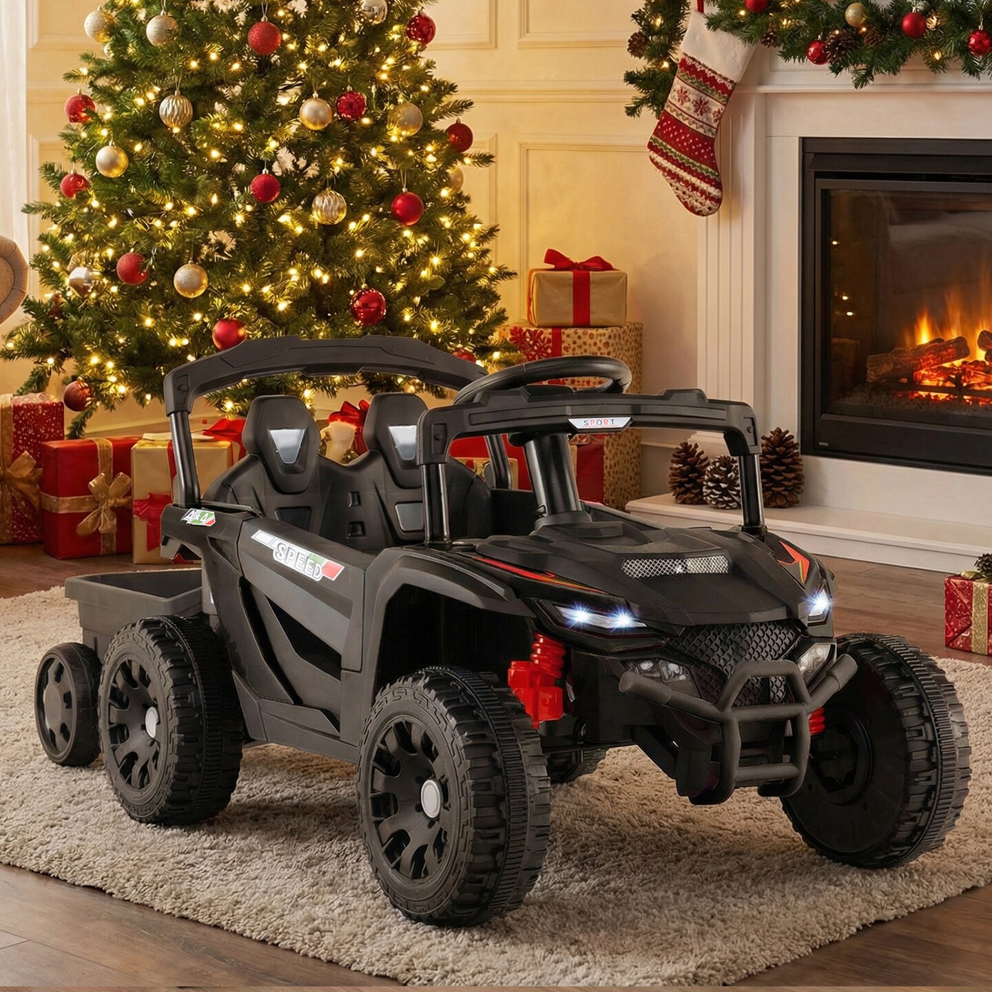 Electric Ride-On Truck 12V Battery Detachable Trailer Remote Control