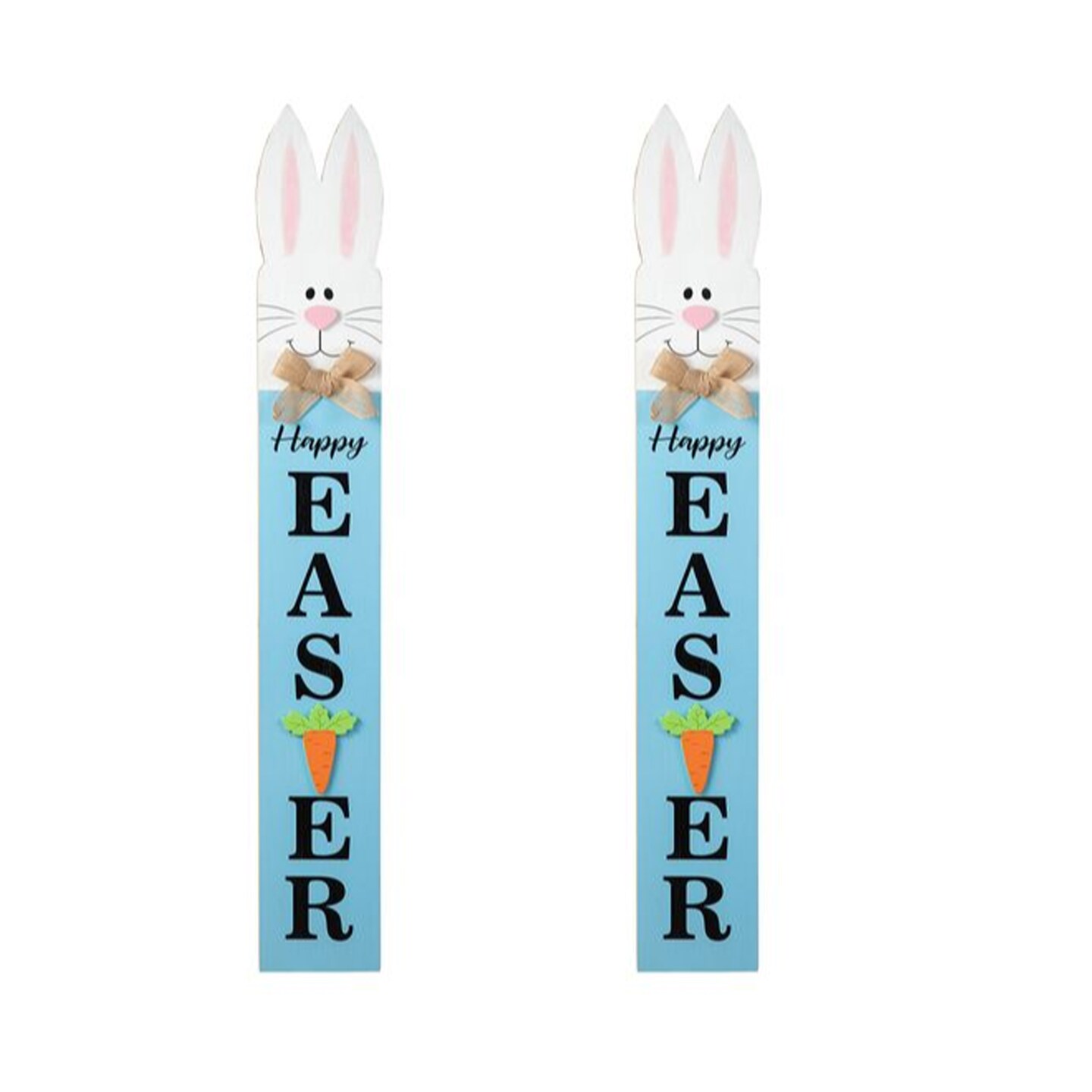Set of 2 42"H Wooden Double-Sided Easter Welcome Porch Sign with Bunny Ears
