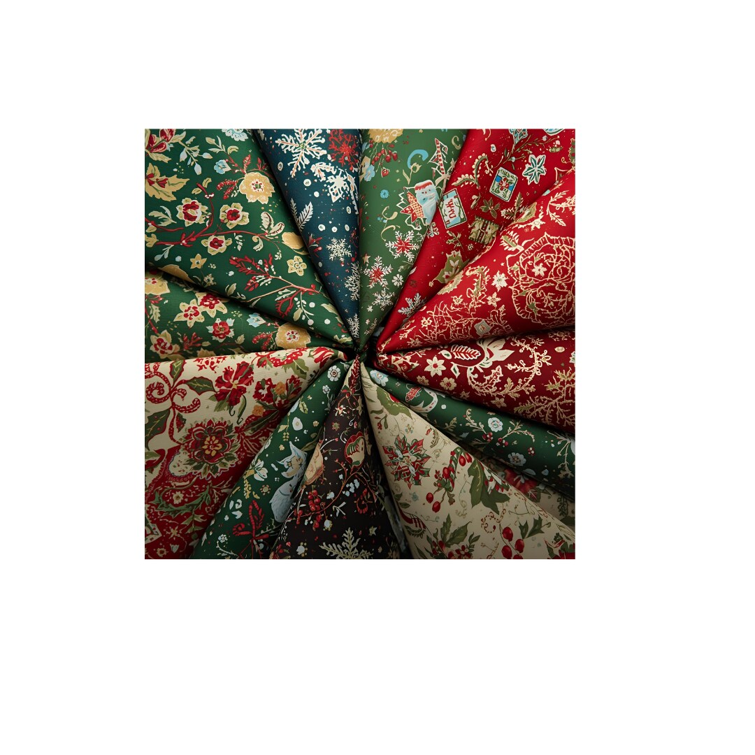 Christmas 8 Piece Fat Quarter Set 18" x 21" Mystery Bundle Precut