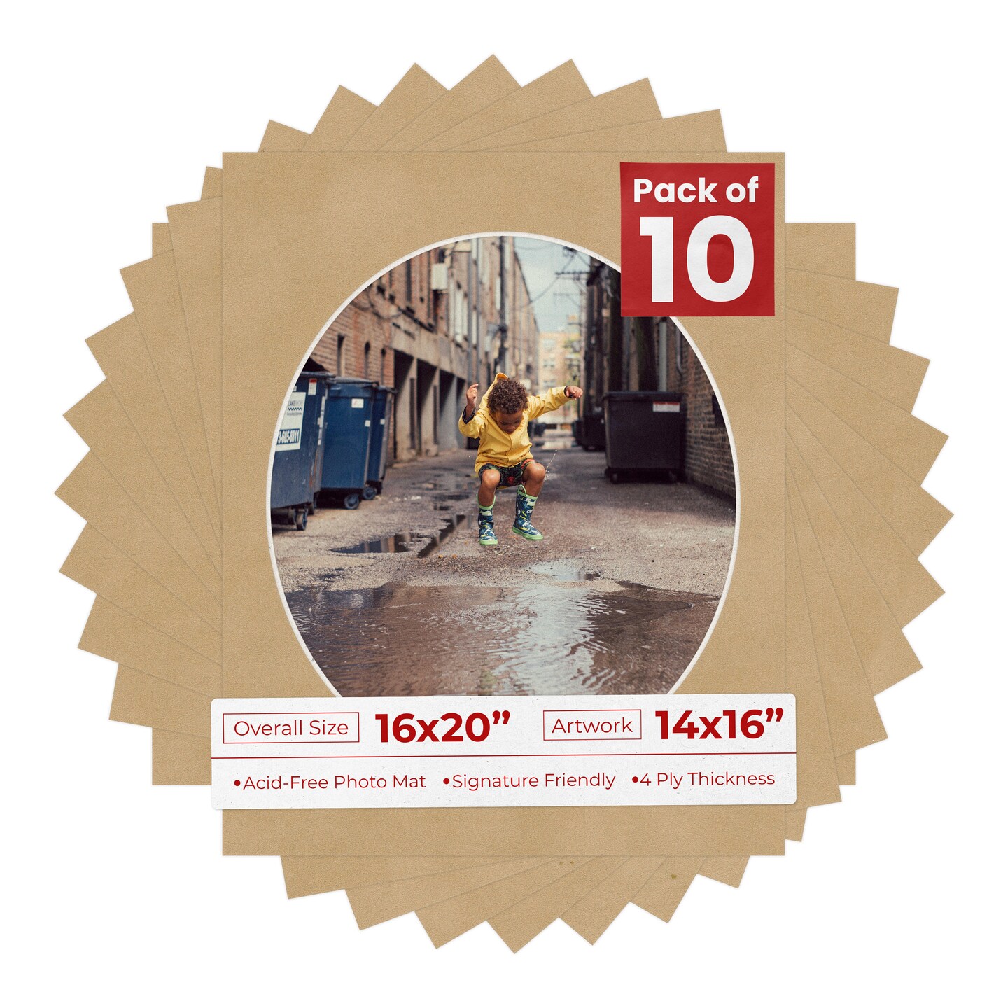 Beige Suede Mat Board for 16x20 Frames - Oval Opening for 14x16 Photos