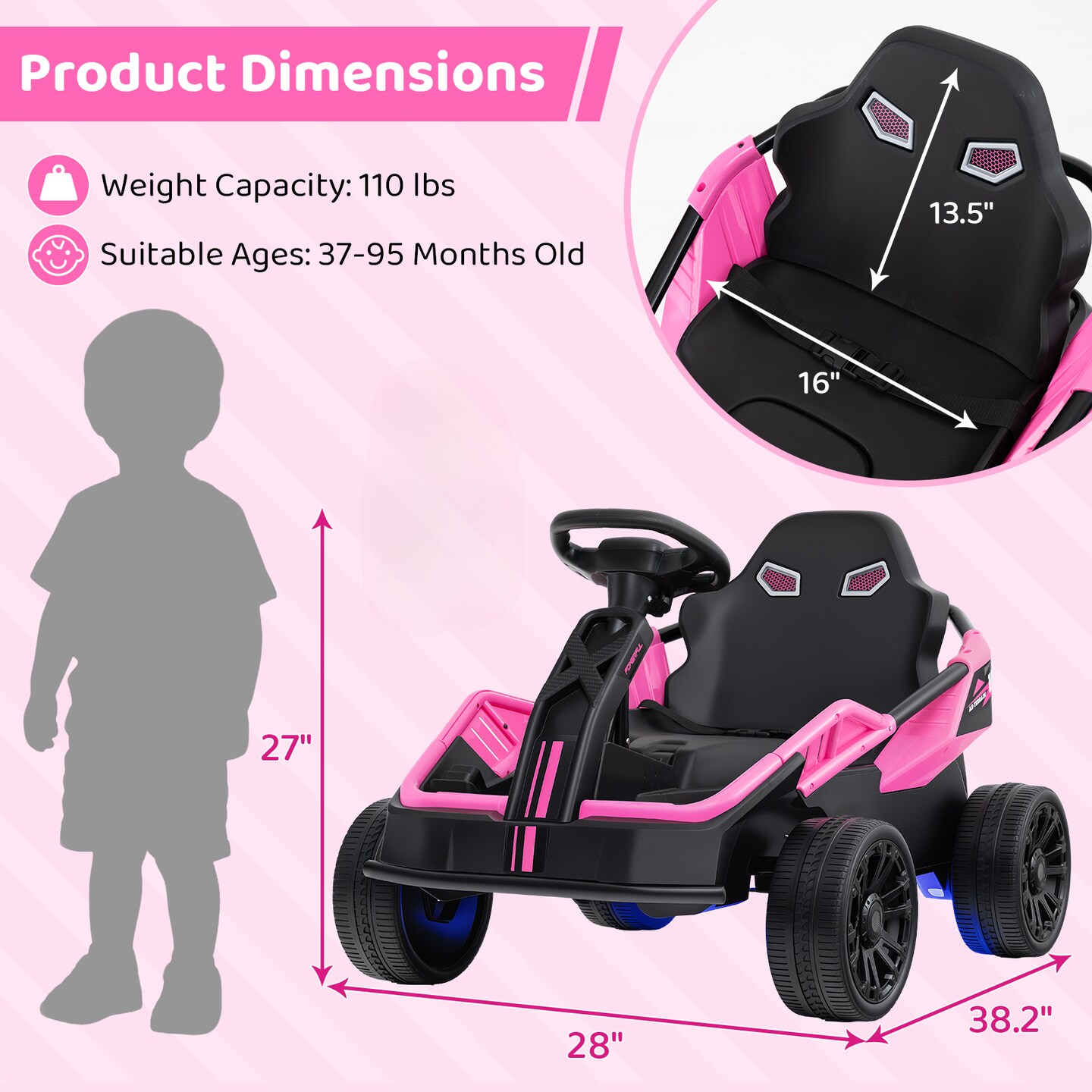 12V Ride On Electric UTV for Big Kids with Remote Control, Music and LED Lights