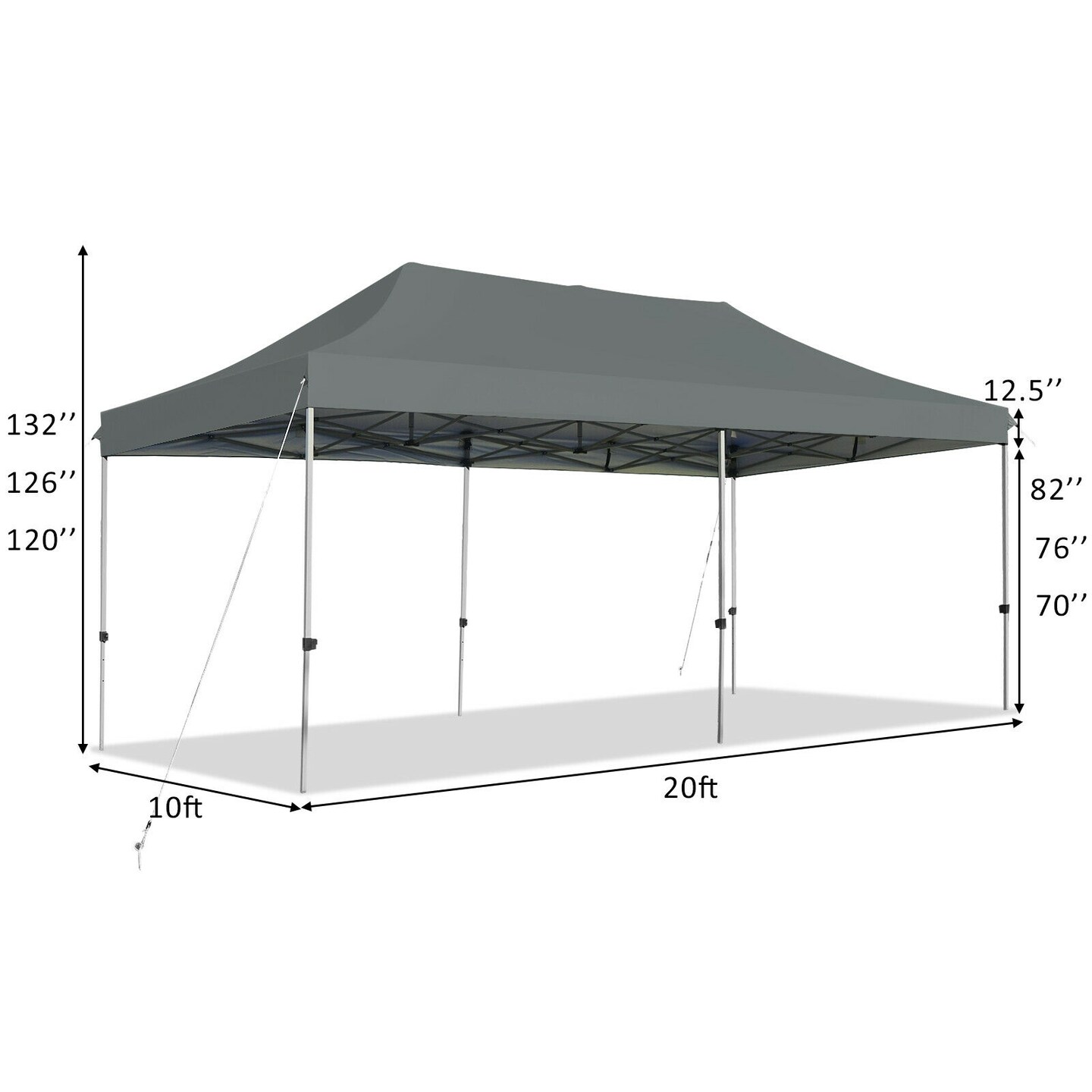 Folding 10x20ft Sun Shelter Adjustable Height Outdoor Party Picnic