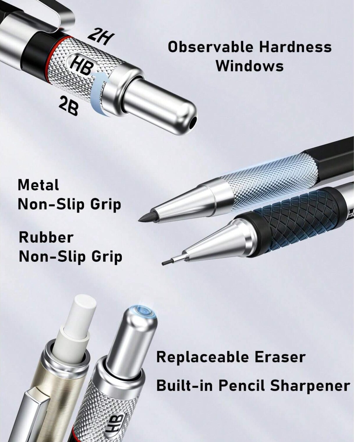 25‑Piece Art Mechanical Pencil Set with Case – Multi‑Tip 0.5/0.7/0.9 mm Pencils, Lead Holder & 432 Lead Refills for Drawing, Sketching, School & Office