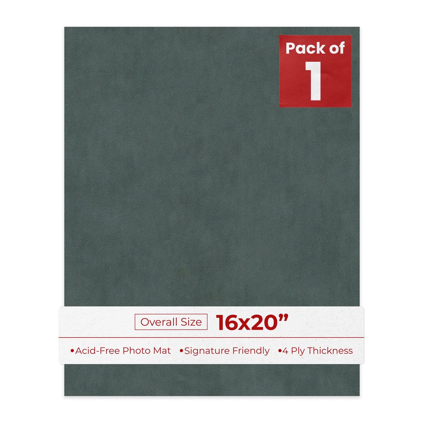 Dark Grey Suede 16x20 Uncut Mat Board - Blank Sheets, No Opening
