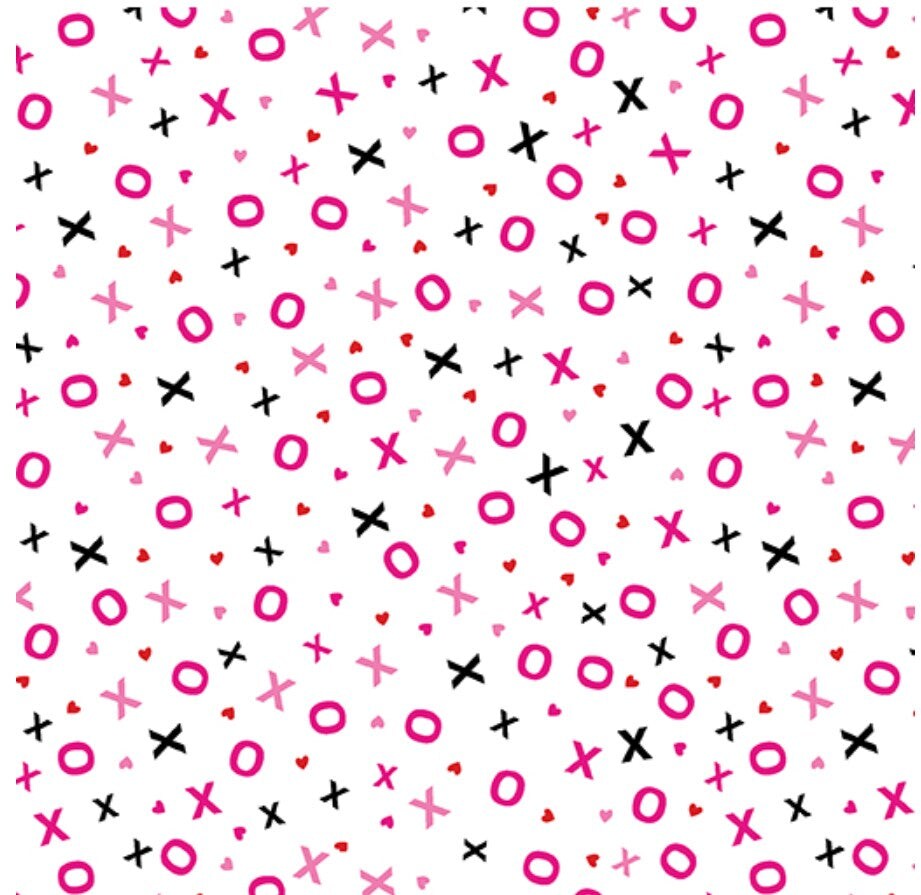 Benartex Valentine Hugs & Kisses White 100% Cotton Price per Yard