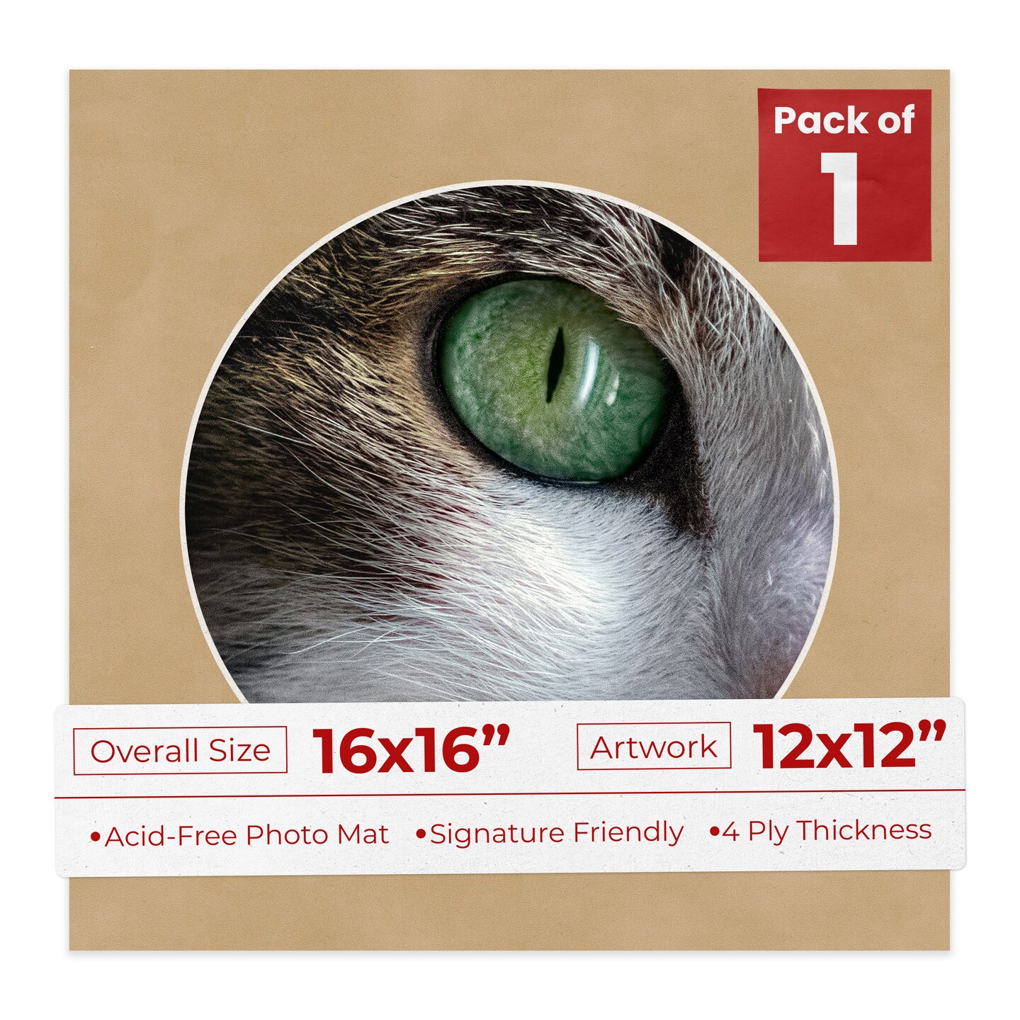 Beige Suede Mat Board for 16x16 Frames - Circle Opening for 12x12 Photos