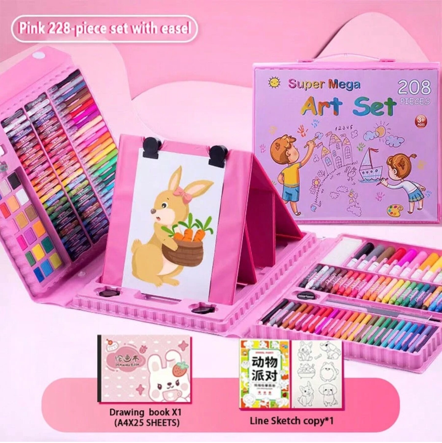 208-Piece Art Supplies Set – Mixed Media Crayons, Oil Pastels, Colored Pencils, Acrylic Markers & Watercolor Pens for Kids & Beginners