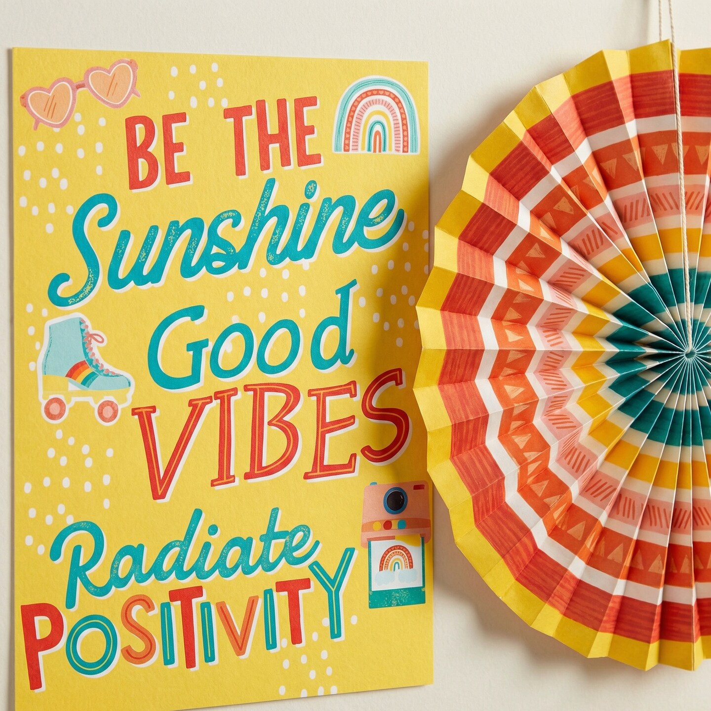 Rainbow Retro Party Decorations Kit, 12-Piece Vibrant Paper Hanging Décor Set for Birthdays & 70s/80s Theme Parties