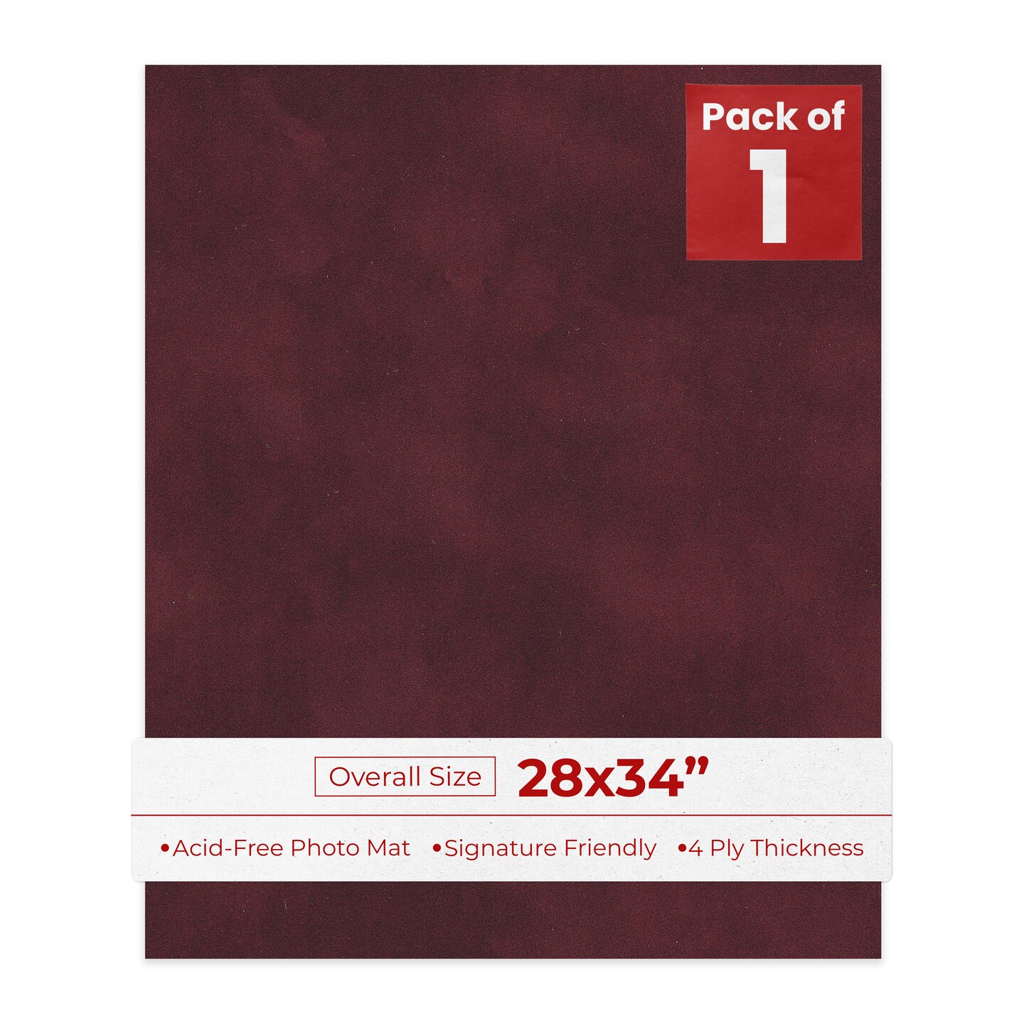 Dark Red Suede 28x34 Uncut Mat Board - Blank Sheets, No Opening