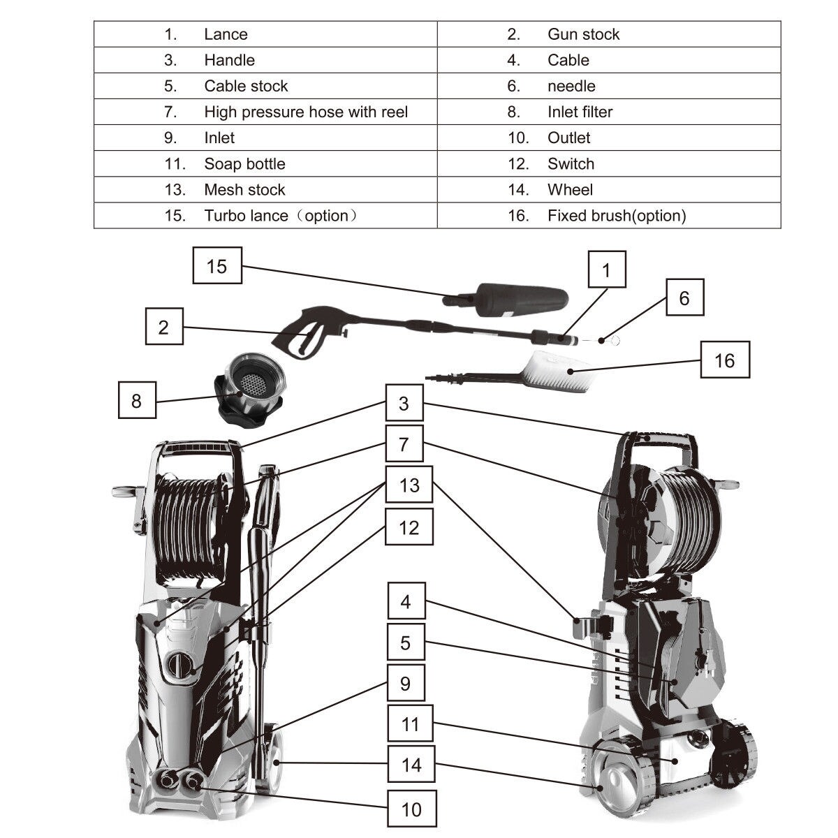 2000W Electric Pressure Washer 3000PSI Adjustable Spray for Driveway Deck Car