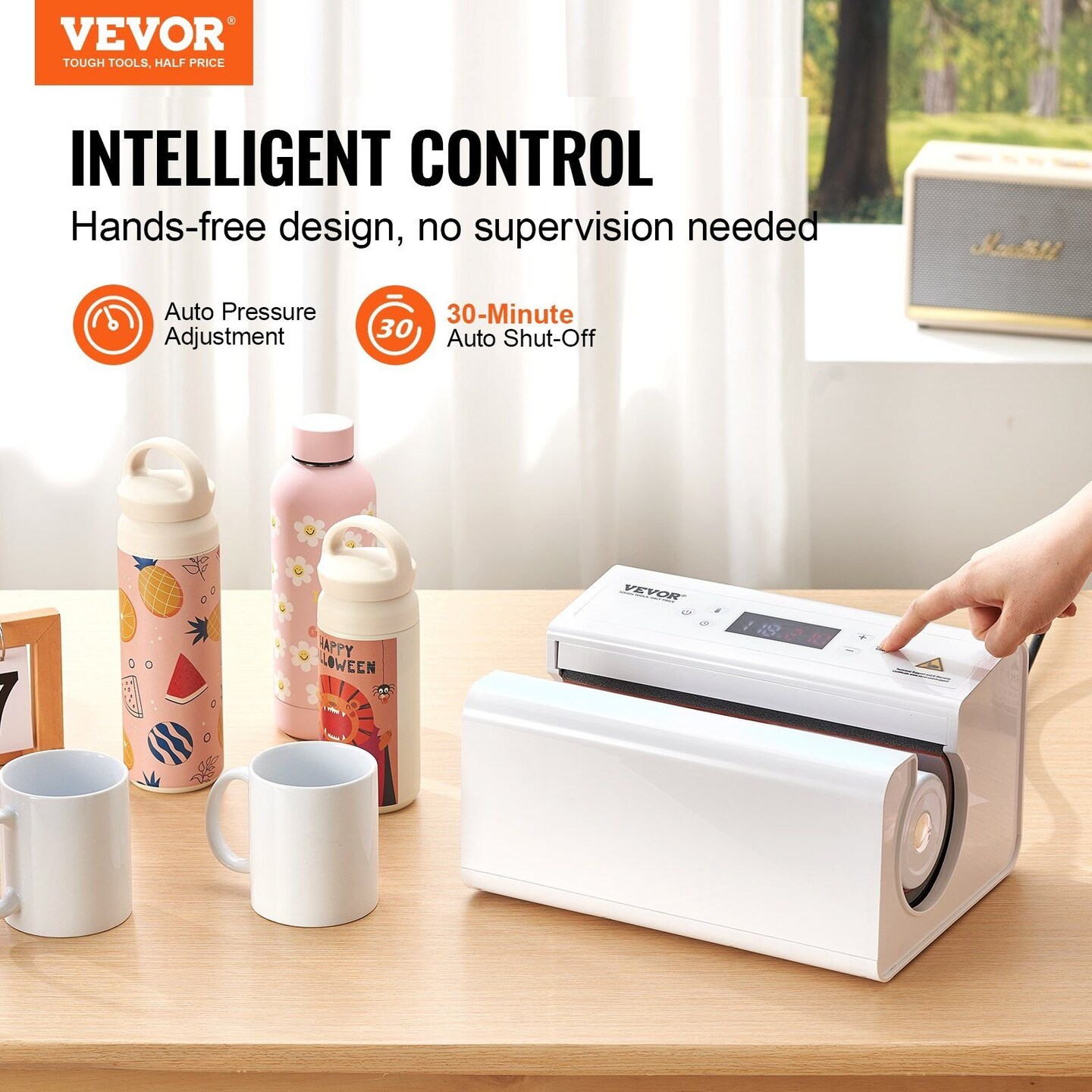 VEVOR-11oz to 30oz-White-Automatic Tumbler Heat Press for Personalized Mug Creation-1 Piece
