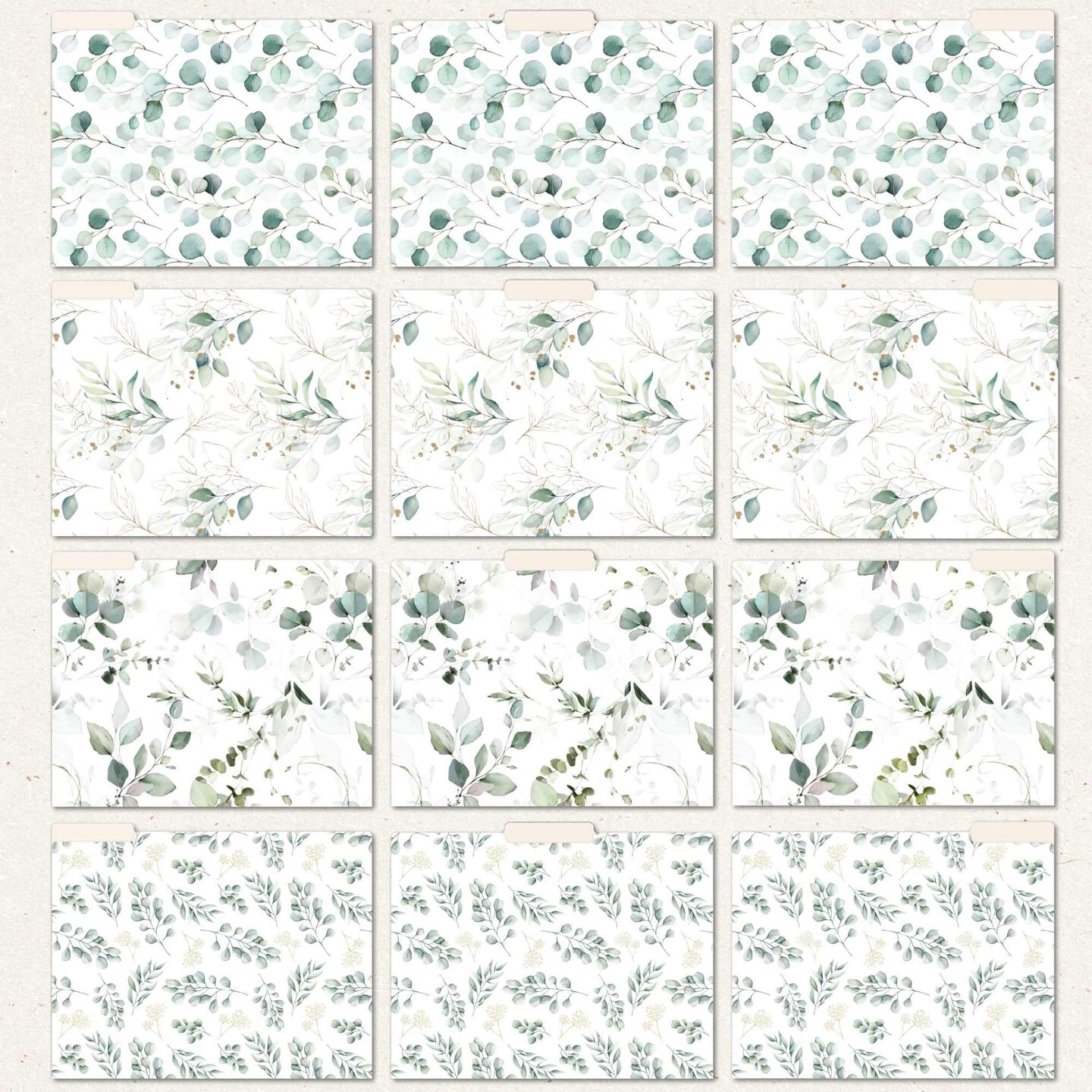 bloom daily planners Eucalyptus File Folder Set 12 Pack Letter Size
