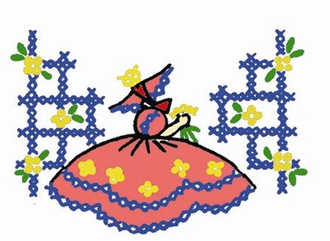 Colonial Girl Motifs Aunt Martha's Hot Iron Embroidery Transfer 3188