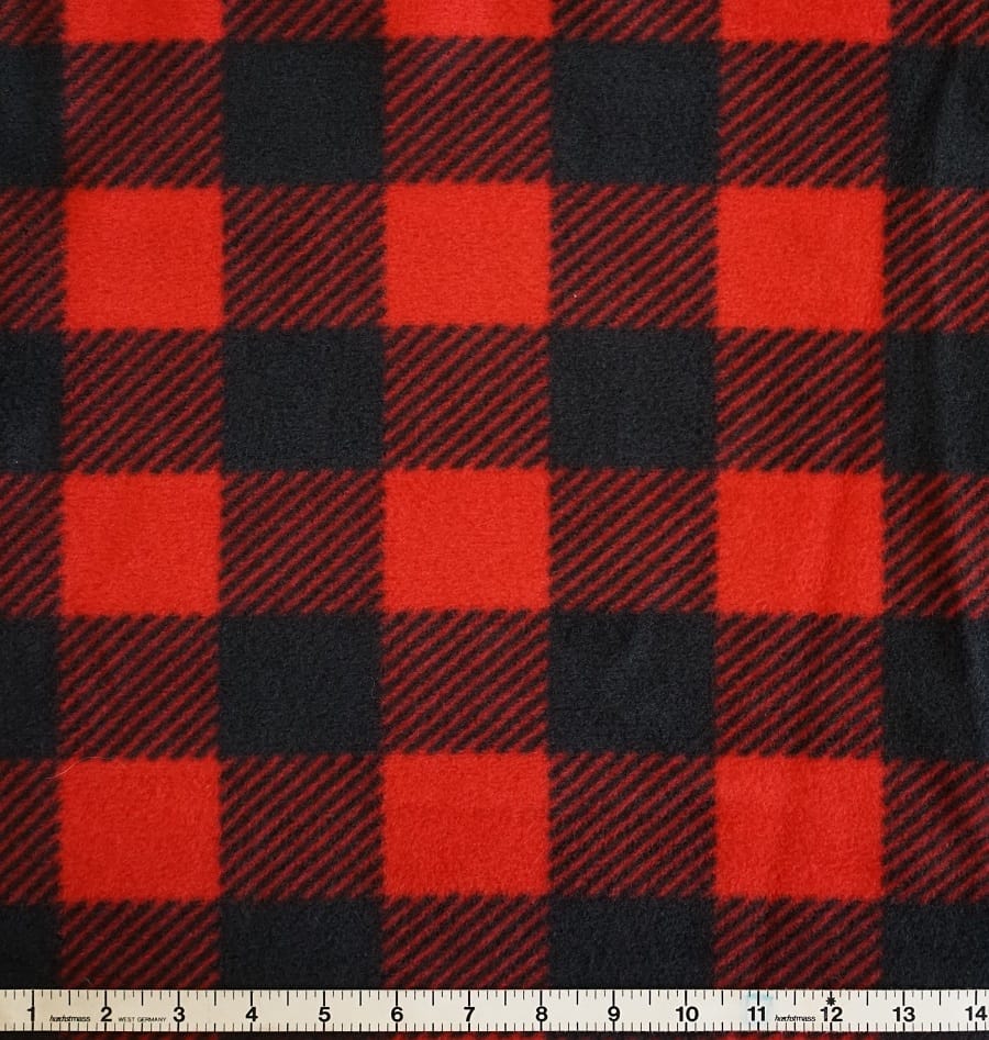 Buffalo Plaid Lumberjack Anti-Pill Premium No-Sew Throw Fleece Fabric Kit (72x60)