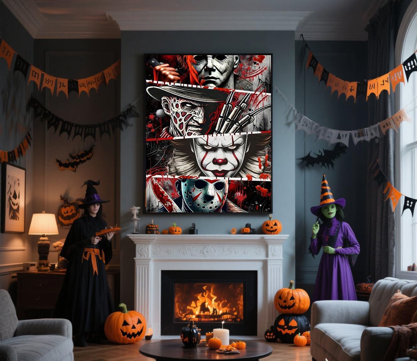 DIY Halloween Diamond Art Kits, 5D Horror Diamond Painting - 11.8x15.8in