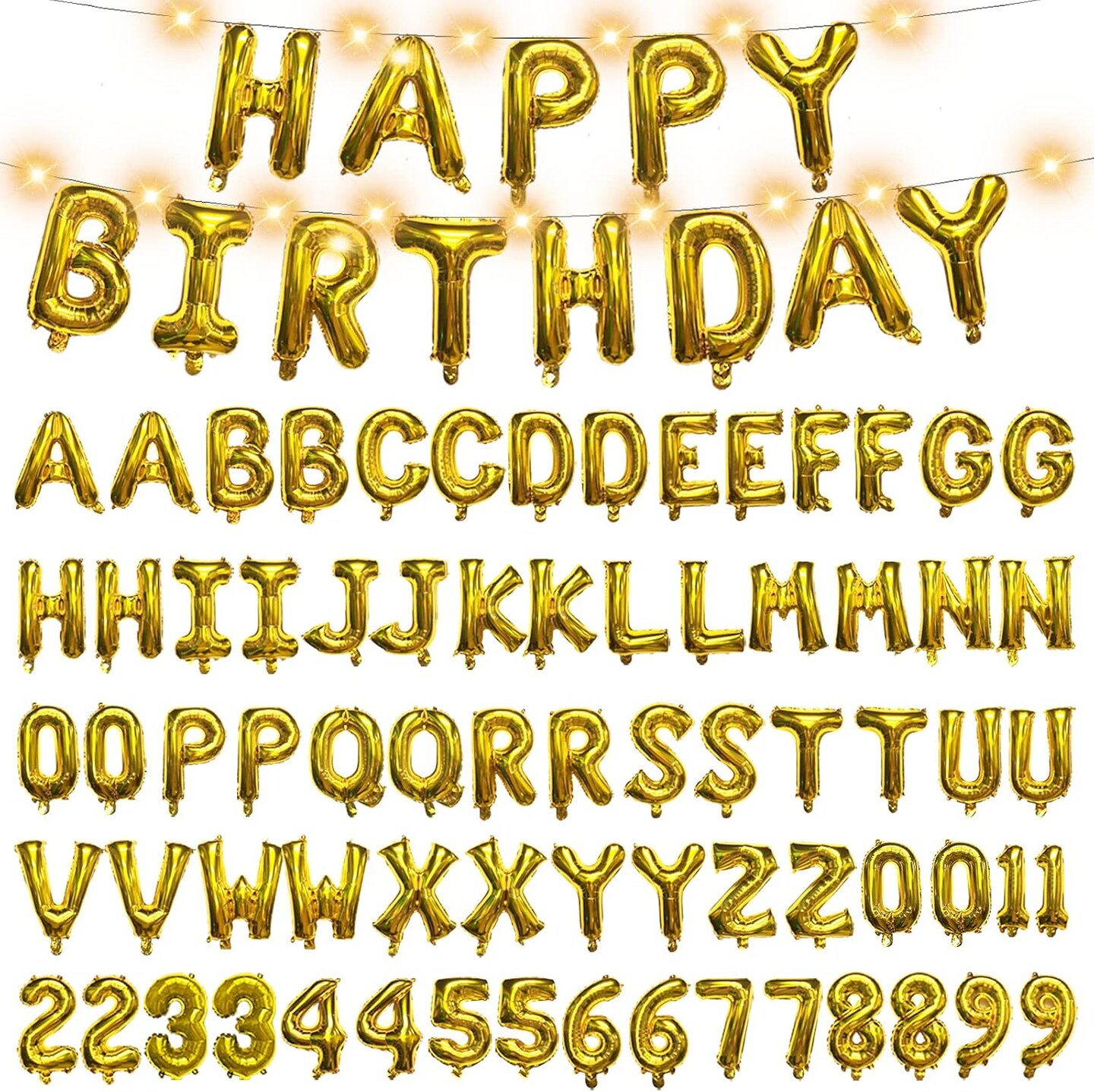 [85 PCS] Foil Personalized Name Happy Birthday Balloons Letters