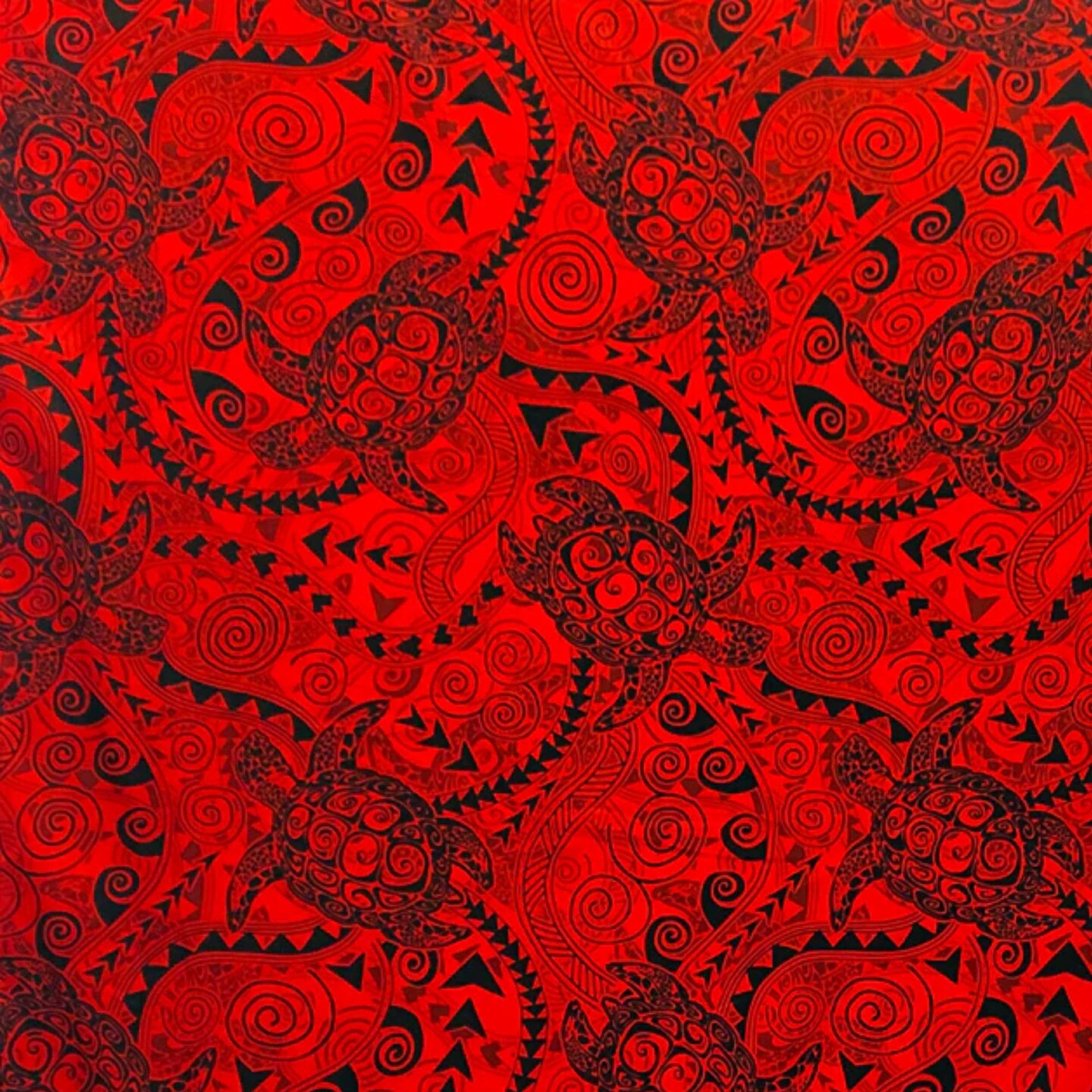 1 Yard Tiki Turtle All Over Cotton Print Fabric