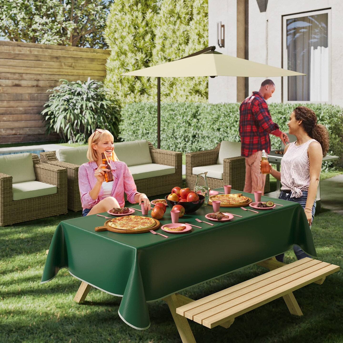 Exquisite Vinyl Tablecloth – 54" x 70" – Pack of 1 – Rectangular Plastic Table Cover with Flannel Backing – Reusable & Waterproof Tablecloth for Events and Parties