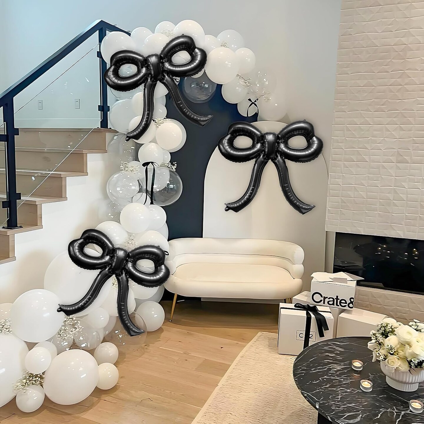 4 Pcs Bow Birthday Decorations Black Bow Balloons Bow Party