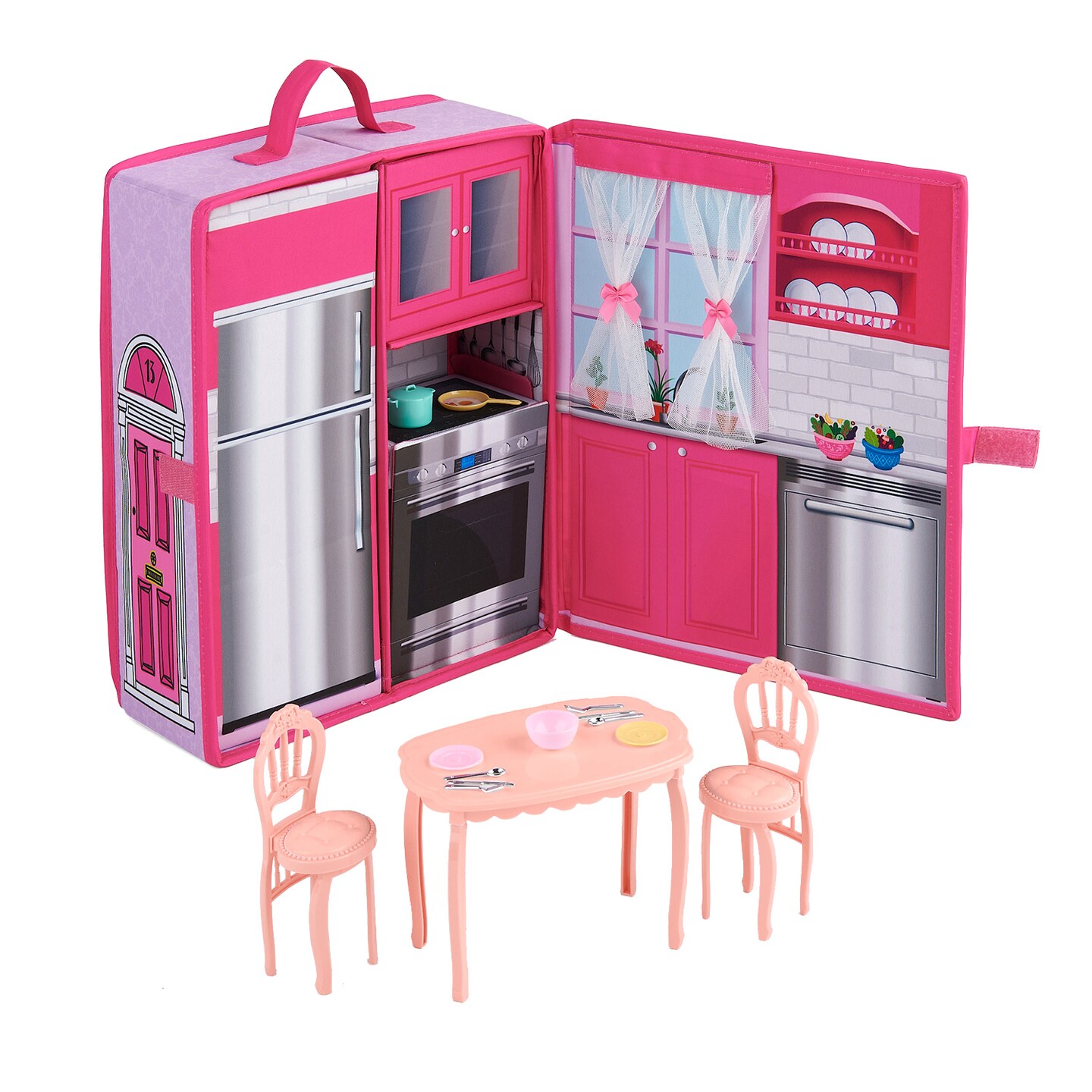 Badger Basket Home & Go Doll Kitchen with Storage for 12-inch Dolls