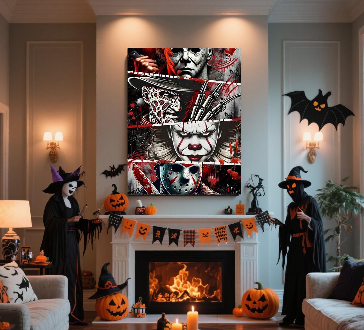 DIY Halloween Diamond Art Kits, 5D Horror Diamond Painting - 11.8x15.8in