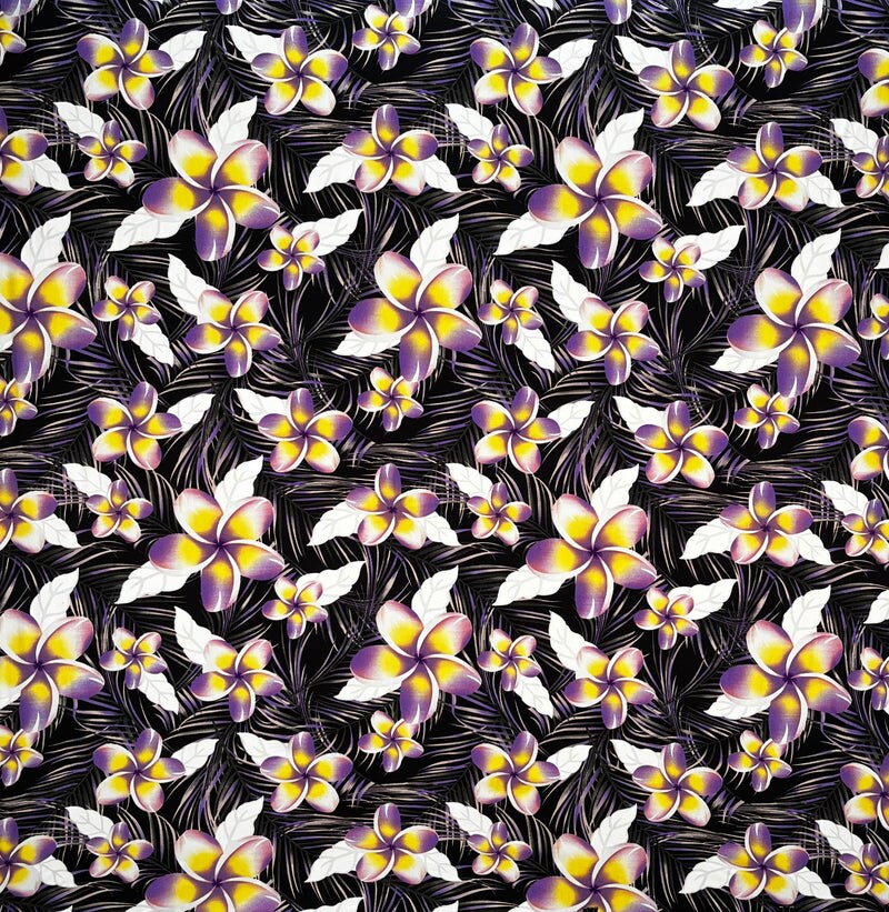 1 Yard Plumeria Flowers & Leaves Parallel Print Fabric Fabric 36" L x 45" W
