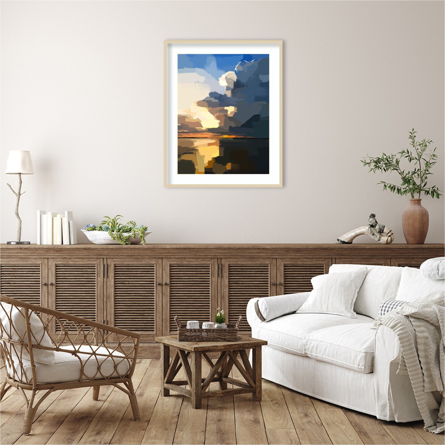 Abstract Seascape I by Emily Kalina Wood Framed Wall Art Print