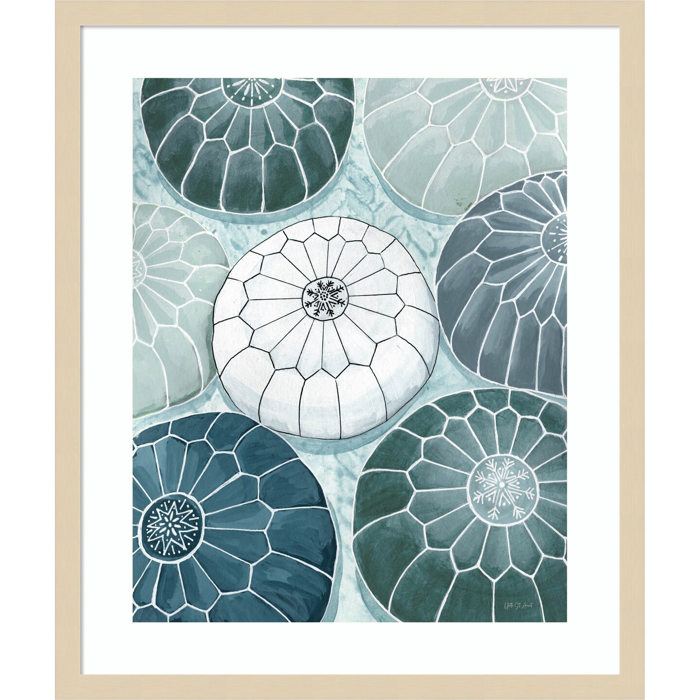 Moroccan Street Poufs by Yvette St. Wood Framed Wall Art Print