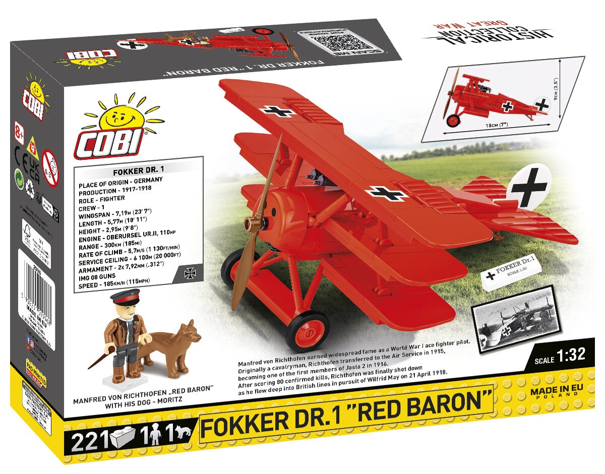 COBI Historical Collection: Great War FOKKER DR.1 &#x22;RED BARON&#x22; Plane