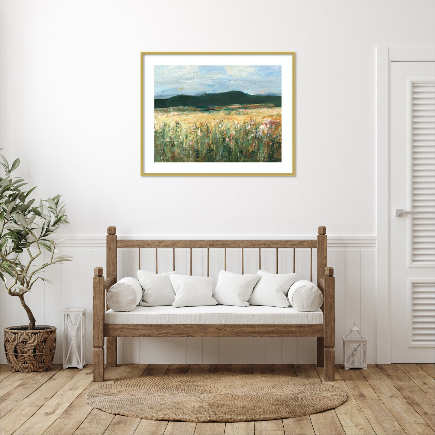 Pastel Wildflower Field II by Ethan Harper Wood Framed Wall Art Print