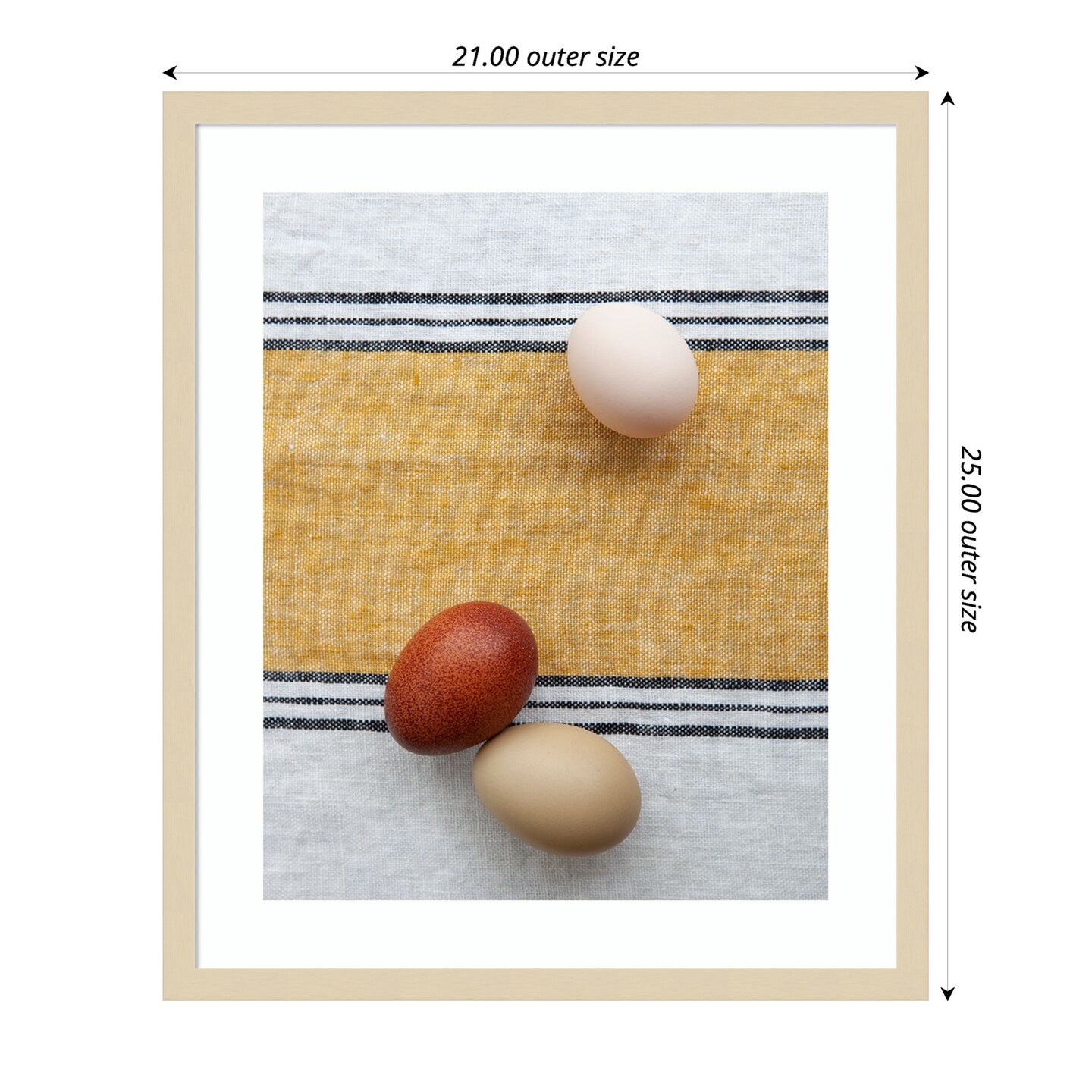 Eggs on Ochre Napkin by Tania Soderman Wood Framed Wall Art Print